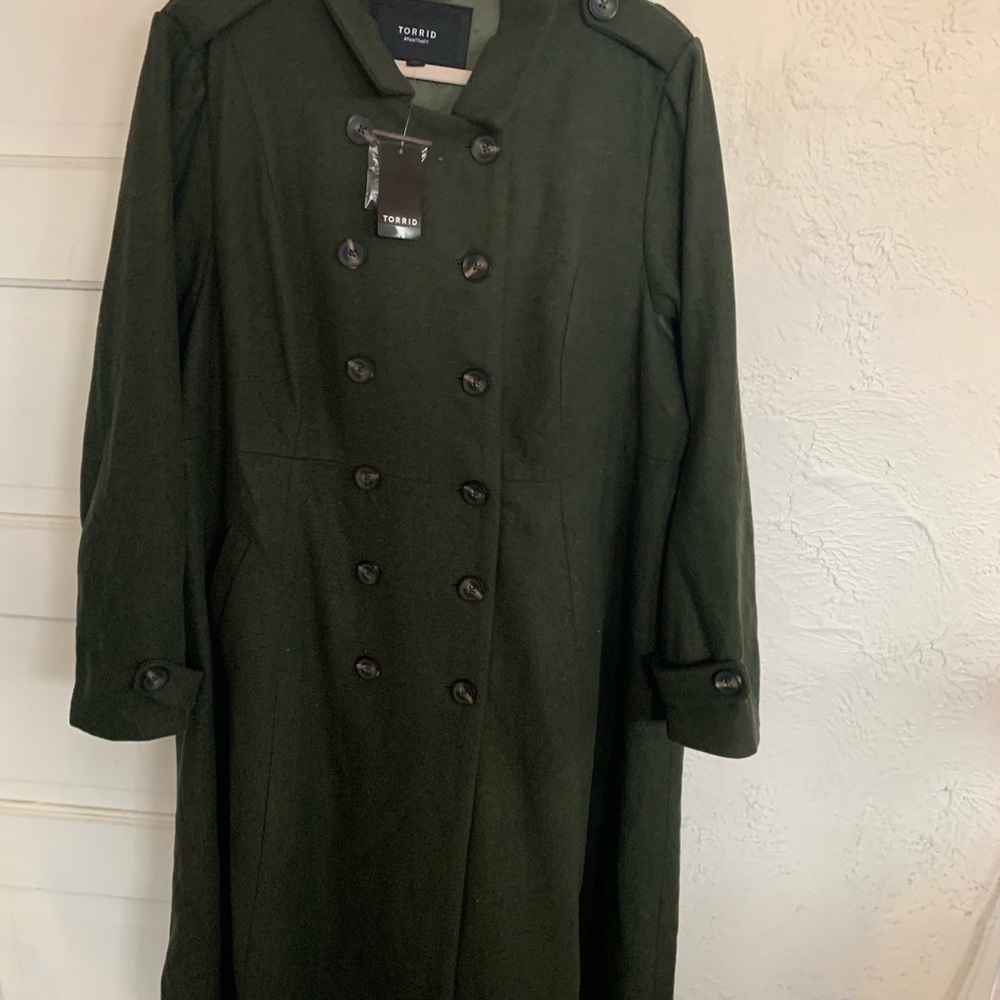 Torrid Olive Double-Breasted military Green  Coat NWT